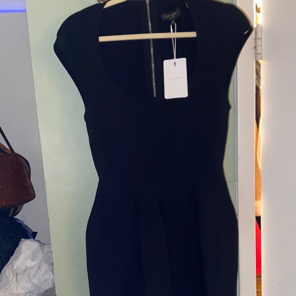 Ted Baker Black Cap Sleeve Mini Dress